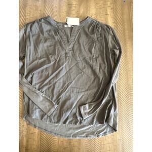 NWT Splendid Collection Split-Neck Long Sleeve Top - Vintage Olive